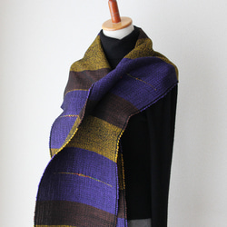 斬新カラーのウール手織りマフラー　三色織り/プレゼント/秋冬カラー/メンズにも 3枚目の画像