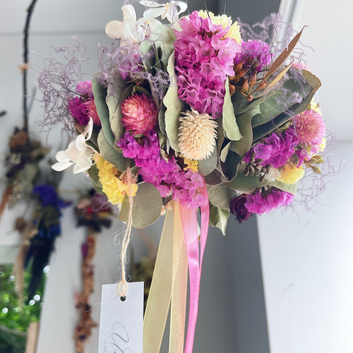 小さなユーカリミルフィーユのフライングリース ピンク オーガンジー  