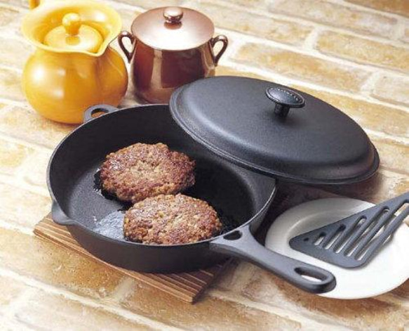 【お取り寄せ】南部鉄器 ダッチオーブン スキレット フライパン24cm（鉄蓋付） 日本製 ガス・IH対応 アウトドア 16枚目の画像