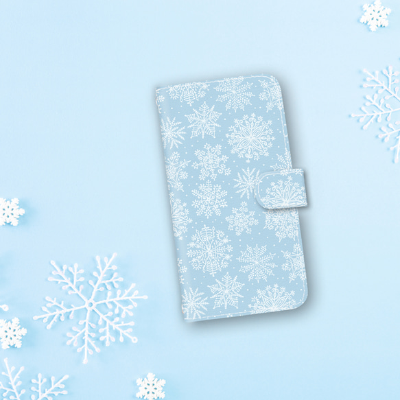 再次上架 x 9♪ “雪花冰藍&amp;白” iPhone 14/Android 相容多種型號 智慧型手機保護殼 筆記本 冬季 第1張的照片