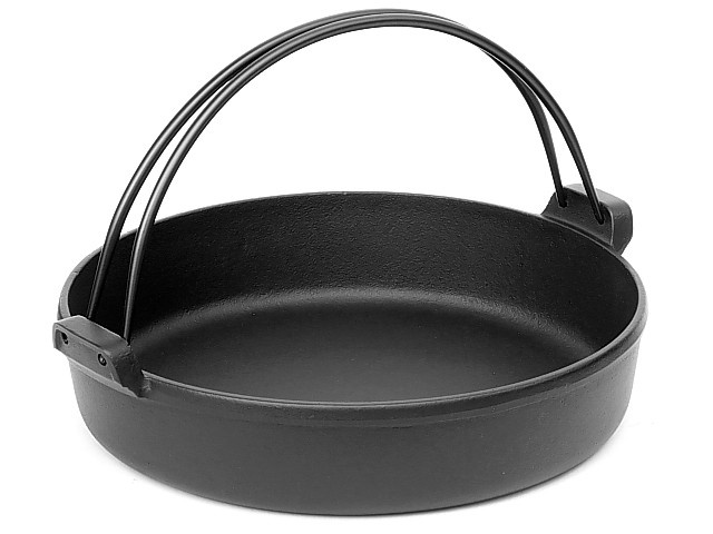 【お取り寄せ】南部鉄器 鉄鍋 すき焼鍋 南部ツル付24cm 日本製 ガス・IH対応 アウトドア キャンプ