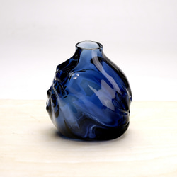 再販】流れるターコイズブルーが美しいガラス壁掛け花瓶 花入れ