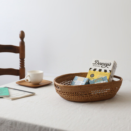 再制作 伝統工芸アタ細工 パン バスケット 野菜かご持ち手付キッチン