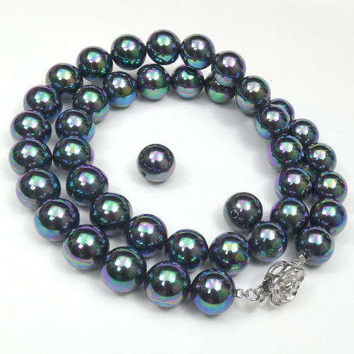 【K14WG/テリ強】黒蝶真珠 パール ネックレス イヤリングセット 本真珠 クロチョウパール ネックレス 8.4-11.0mm｜K14WG イヤリング