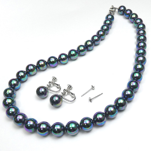 黒蝶バロック真珠８ー１０mmネックレス・ピアスセット 8 - 10mm 黒蝶真珠ネックレス | Moon Label - 大月真珠