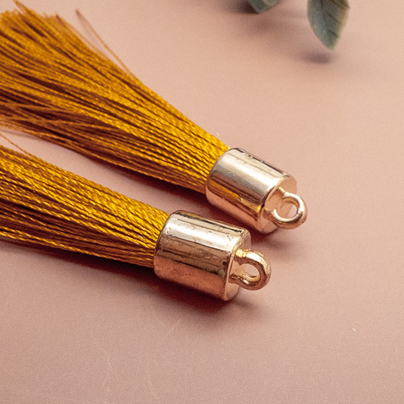 ＊10個＊ タッセル ロング ダークイエロー ポリエステル糸 糸タッセル ピアスやチャーム作りなどに ta014a 3枚目の画像