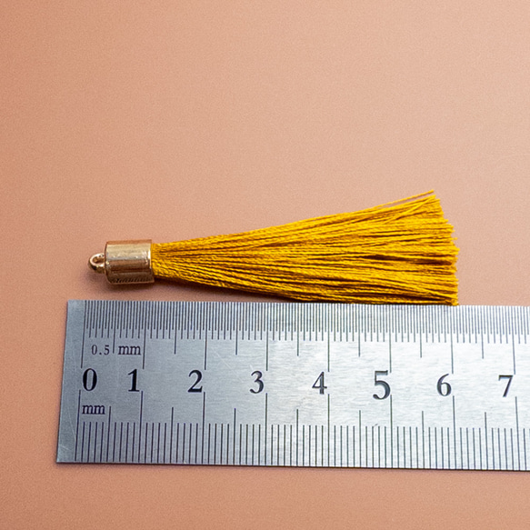 ＊10個＊ タッセル ロング ダークイエロー ポリエステル糸 糸タッセル ピアスやチャーム作りなどに ta014a 5枚目の画像