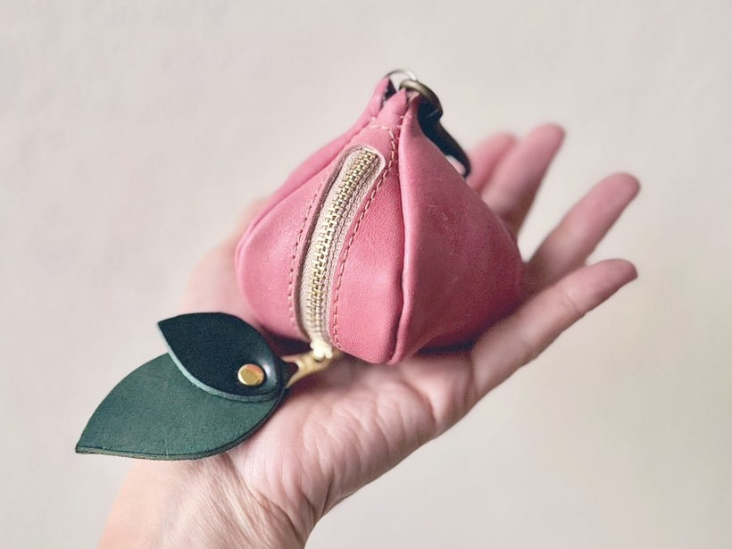 革果実　ミニポーチ「桃」【受注製作（製作期間約10日）】