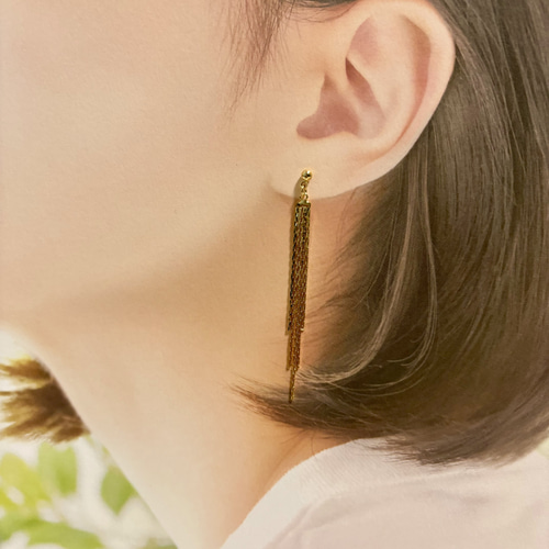 【1255】ロングタッセルのピアスイヤリング ロングタッセル イヤリング/ピアス ブラック | a蒼o