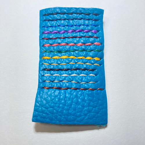 本革ペンケース 1本差し ターコイズブルー 選べるステッチ ペン