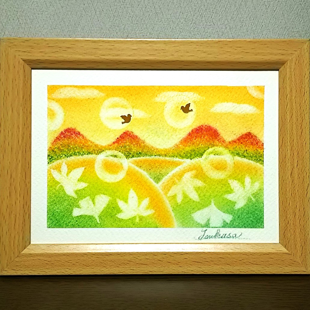受注制作します 水彩画原画 紅葉の湖畔 - ショップ 松下勝明