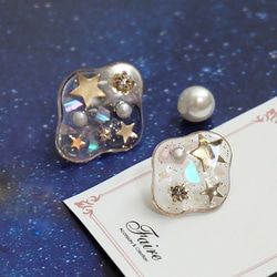 Galaxy Starlight✨ 星の輝きPierce/Earring◇14kgf有り/淡水パール/オーロラ 6枚目の画像