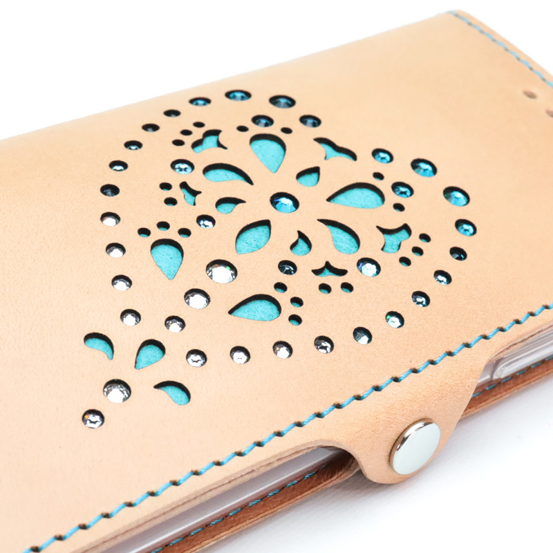 “ハートフラワーインレイ” 手帳型ケース 8色 iPhone17 Pixel10 Xperia Galaxy 名入れ