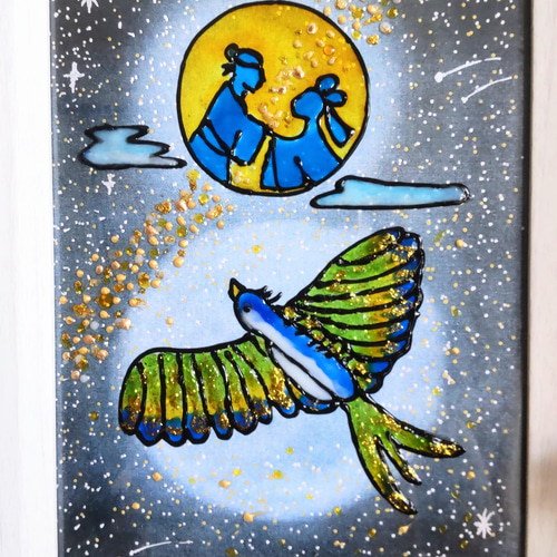 ⭐️ヴィンテージ⭐️【額縁あり】ステンドグラス インテリア エンゼルフィッシュ 熱帯魚・エンゼルフィッシュのパネル | 「東京」趣味のステンドグラス