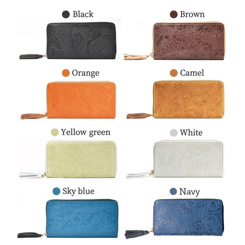 在庫限りのビッグセール】本革 ボタニカル柄 財布 長財布 本革