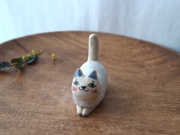 陶器で作った ネコのリングホルダー ( 黄色 / 白色 ) 9枚目の画像