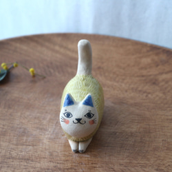 陶器で作った ネコのリングホルダー ( 黄色 / 白色 ) 5枚目の画像