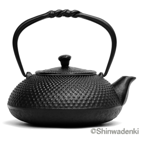 【美品】南部鉄器　鉄瓶　ブラック お取り寄せ】南部鉄器 鉄瓶兼用急須 小鉄瓶 アラレ（黒）0.5L