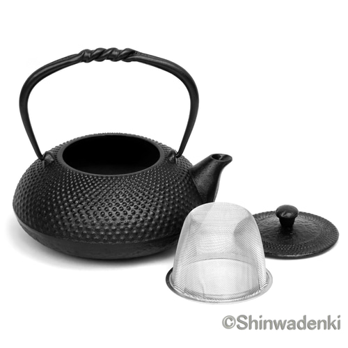 お取り寄せ】南部鉄器 鉄瓶兼用急須 小鉄瓶 アラレ（黒）0.5L
