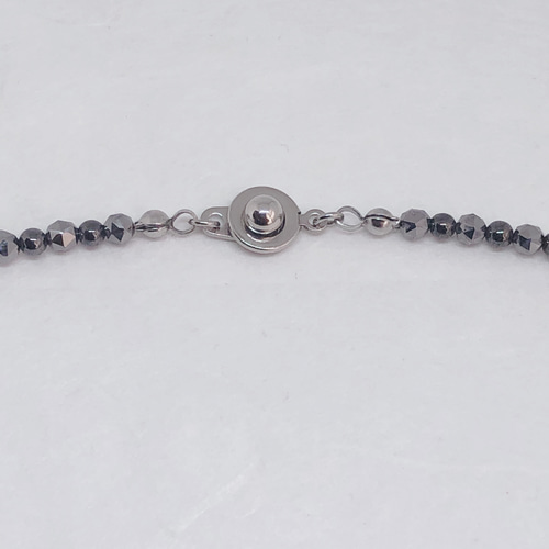 磁気ヘマタイト丸3mm＆テラヘルツ4mmネックレス36cm ⭐️氷の上に