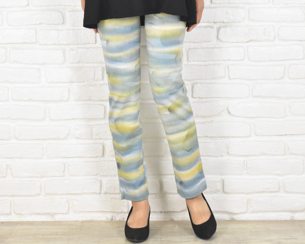 驚きの穿き心地！手染めグラデーションカラーのストレートストレッチロングパンツ　大きいサイズあり