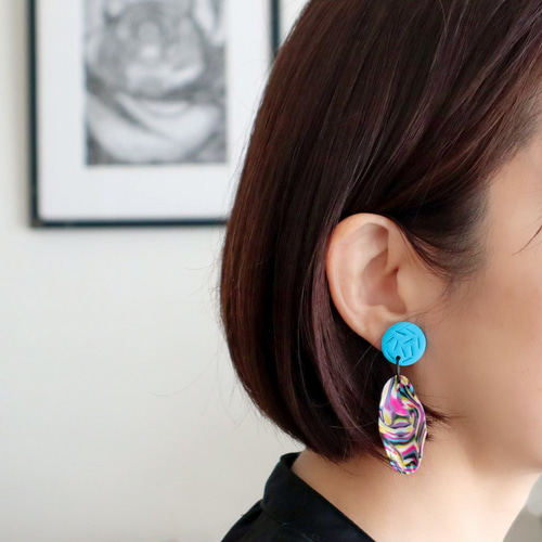派手めカラフル イヤリング/ピアス/金属アレルギー対応/ポリマークレイ