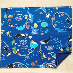 ぽぽ様オーダー★ランチョンマット【5枚】海の生き物他☆35×55 30×35 海 の 生き物 × 紺 ブロード ランチョンマット[再販] ランチョン