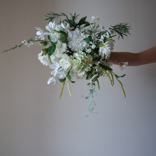 ナチュラルで爽やかなグリーンホワイトブーケ♡ アーティフィシャル