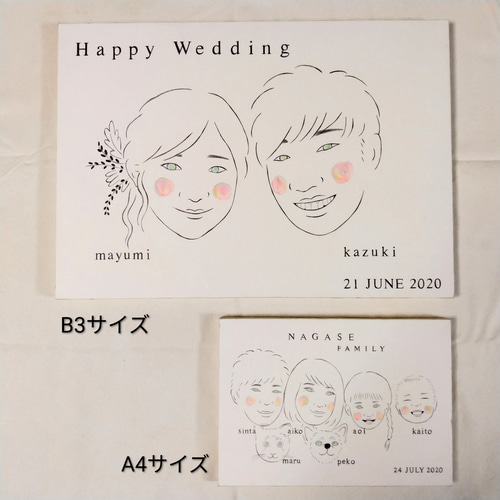 2周年記念 】A4似顔絵アートパネル♡イラストオーダー 記念日 イラスト