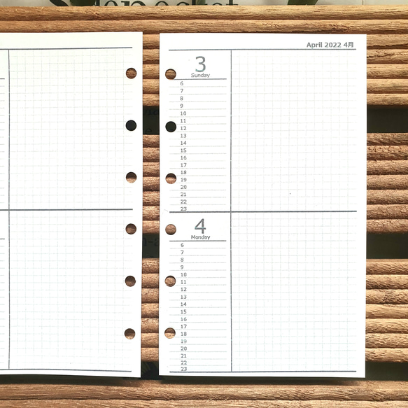ミニ6 見開き4日間予定表・日記帳（方眼タイプ） 2024-2025 システム手帳リフィル M6 mini6 ミニ6 13枚目の画像