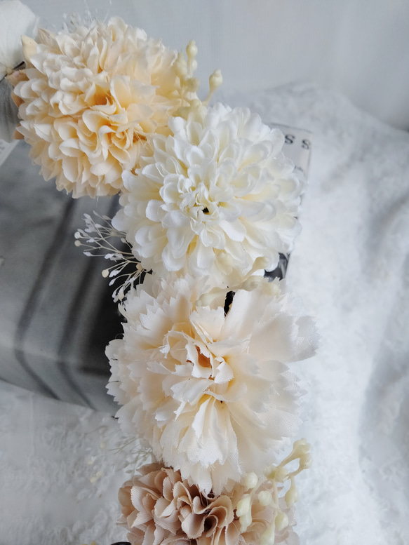 【2024母の日ギフト】カーネーション　リース　ハーフリース　お祝い　花の贈り物　フラワーギフト　花のある暮らし 　　ク 5枚目の画像