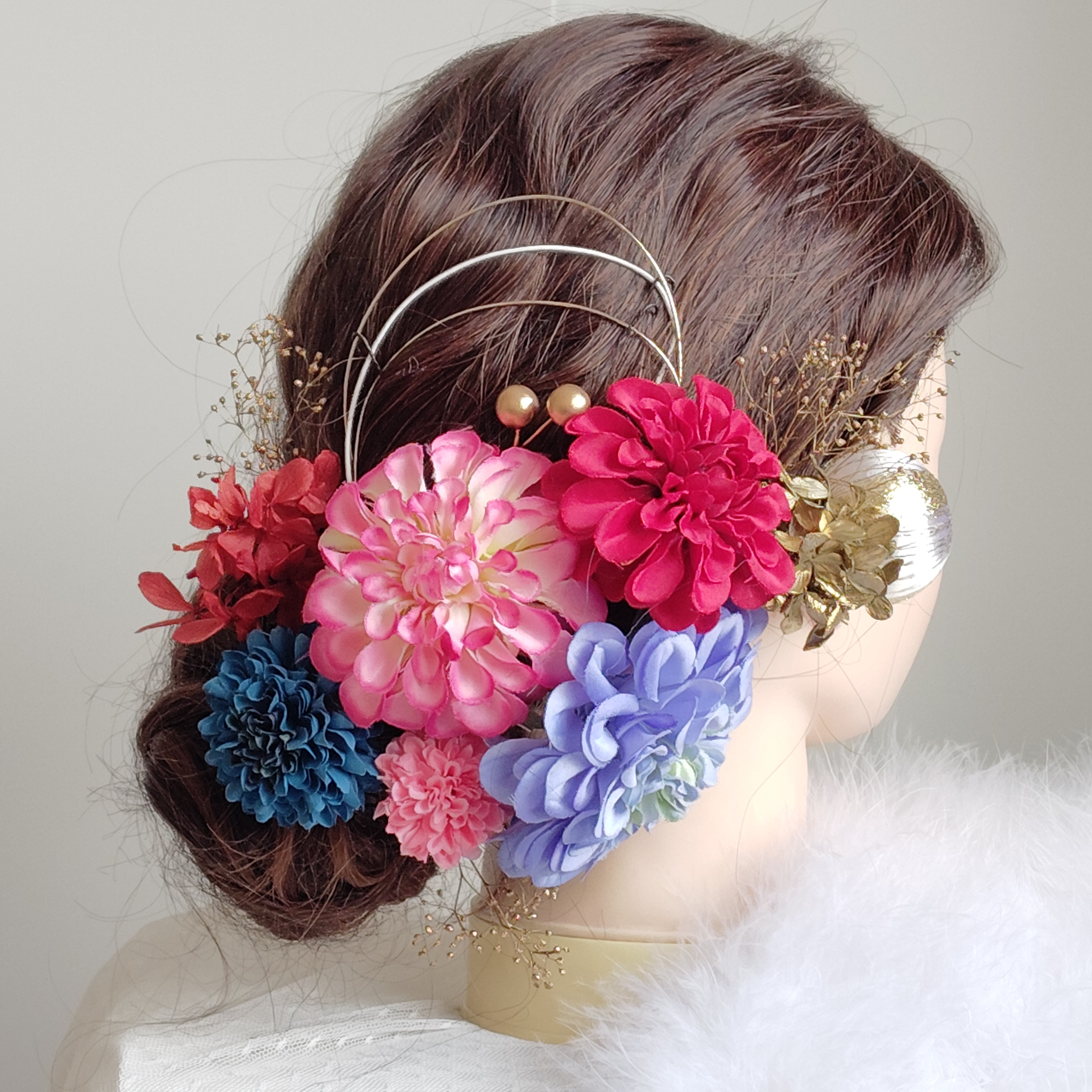 琉花＿＿紅型（びんがた）振袖の髪飾り　卒業式　成人式 　結婚式　髪飾り 　色打掛　振袖　着物　袴　和装　前撮り