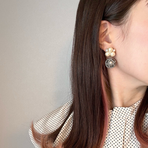 着物にぴったり！ニットパールピアス/イヤリング*和装*訪問着*白無垢 