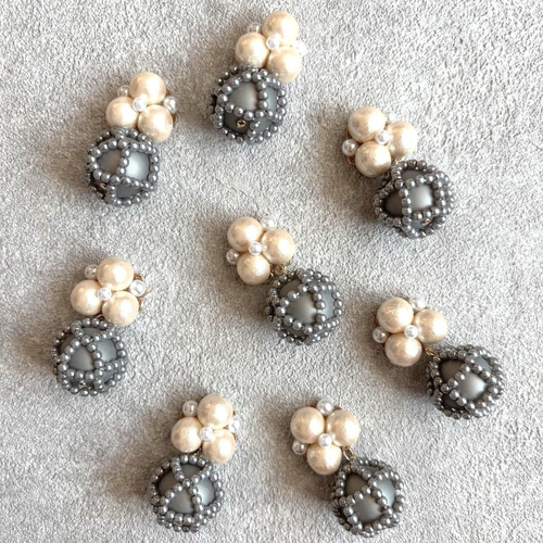 着物にぴったり！ニットパールピアス/イヤリング*和装*訪問着*白無垢 