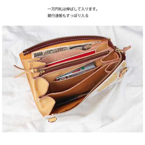 白いハラコの本革にシルバーのプリントが個性的な長財布/LV 白いハラコの本革にシルバーのプリントが個性的な長財布/LV