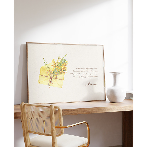 ミモザのポスター　/ i1133 / 黄色くかわいい春のミモザ　ボタニカル　アートポスター 3枚目の画像