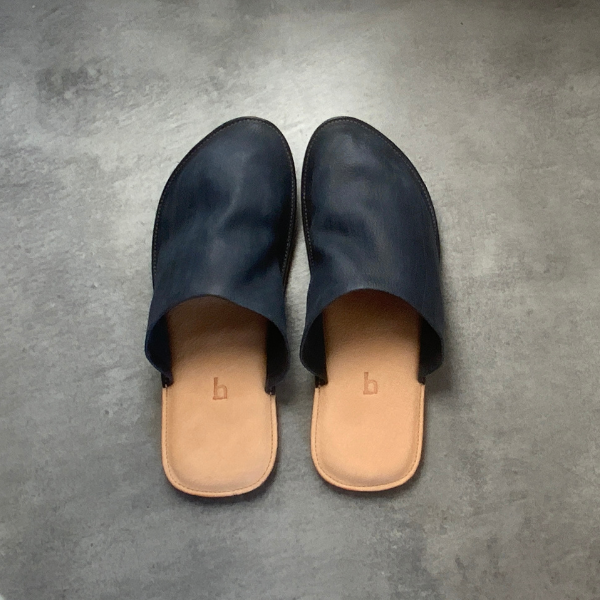 革　ルームシューズ　レザースリッパ／navy