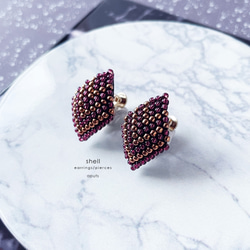 shell (purple) (earrings/pierces) 3枚目の画像