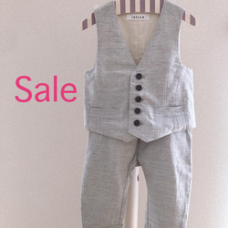 《SALE》BABY90cm ヘリンボーンセットアップ【グレー】 1枚目の画像