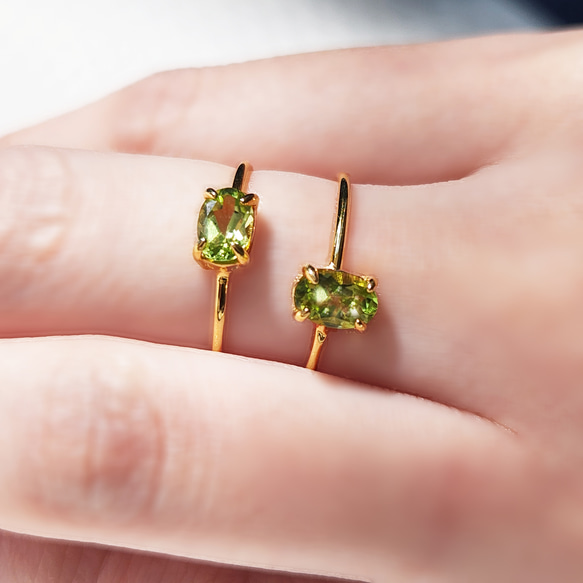 6毫米橄欖石橢圓形刻面爪戒指（垂直或水平） - 太陽之石 第5張的照片