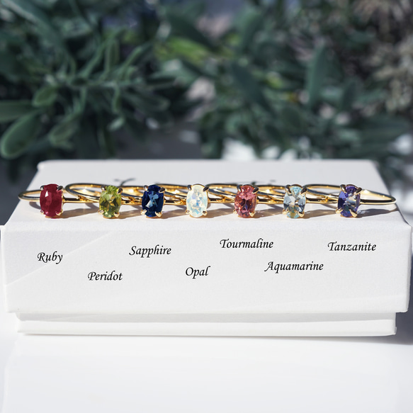 6毫米橄欖石橢圓形刻面爪戒指（垂直或水平） - 太陽之石 第8張的照片