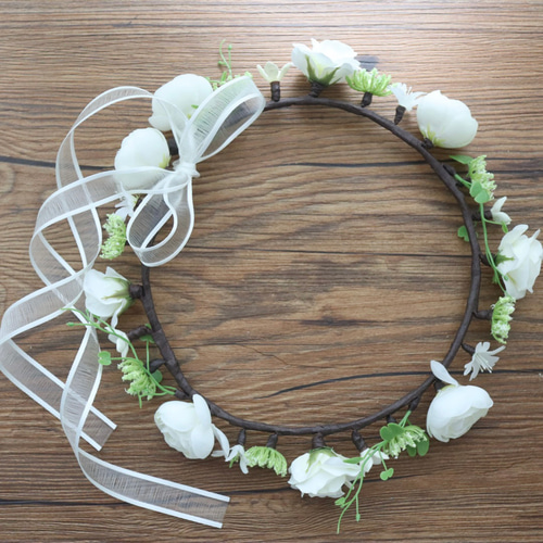 花冠 大人用 ~ Sweet Flower Tiara ~ 白 花かんむり 結婚式