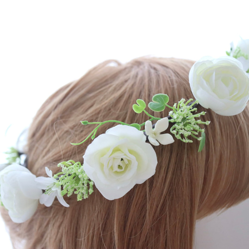 花冠 大人用 ~ Sweet Flower Tiara ~ 白 花かんむり 結婚式