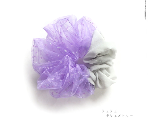 ハンドメイドシュシュM-3826♡花柄オーガンジー♡ ハンドメイドシュシュM-3826♡花柄オーガンジー♡