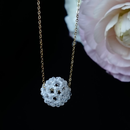 神聖幾何学フラーレン カット水晶2ミリ球 ネックレス ネックレス