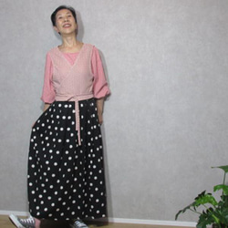 商品/受注製作/teliteaスカート丈86cm裏地なし日本布ドット麻/レーヨン混スカート（SK-0114) 3枚目の画像