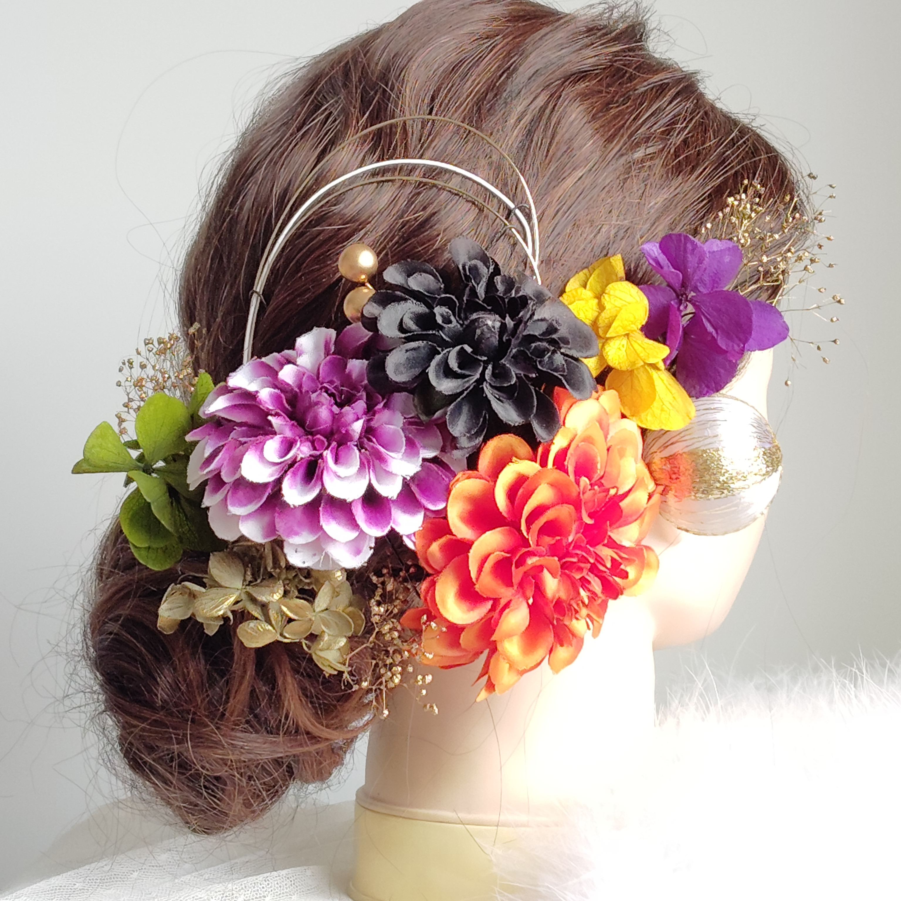 琉花＿＿紅型（びんがた）振袖の髪飾り　卒業式　成人式 　結婚式　髪飾り 　色打掛　振袖　着物　袴　和装　前撮り