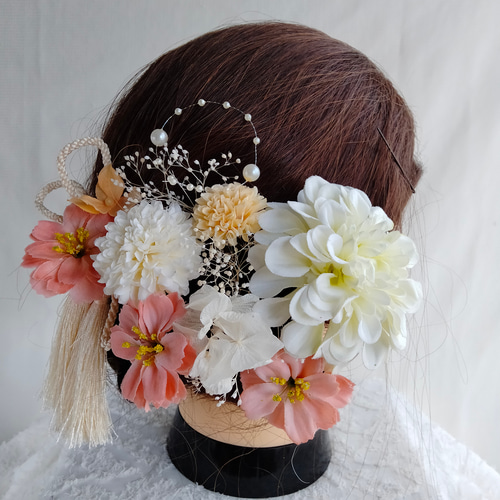 リアル彼岸花の二本挿しかんざし 立体刺繍風 かんざし メノ工房