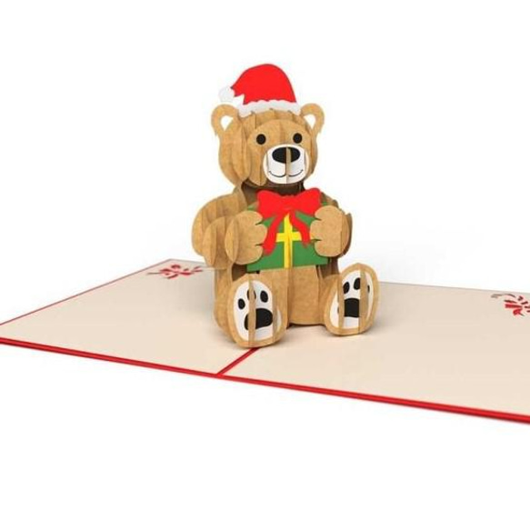 ポップアップグリーティングカード　Christmas Bear 2枚目の画像
