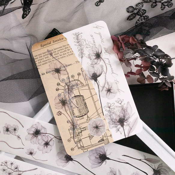 透明の花 - 蘭、アネモネ、花海棠とバラ ー 5cm マスキングテープ 5枚目の画像